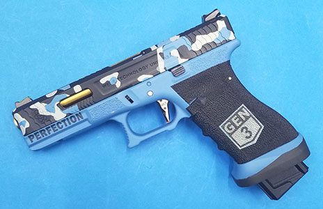 WE G17 Secret Camo Blue Ver. GBB Pistol (Semi / Full Auto) - Click Image to Close